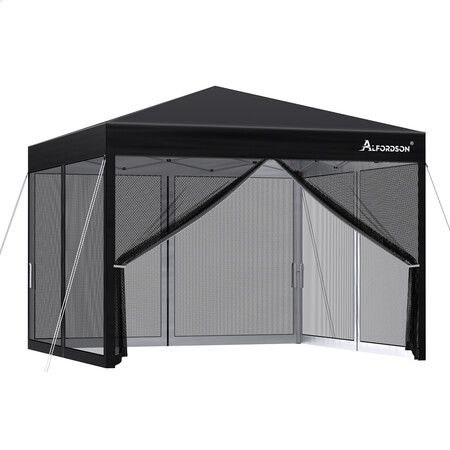 ALFORDSON Gazebo Pop Up Marquee 3x3 Outdoor Tent Party Camping Mesh Wall Black