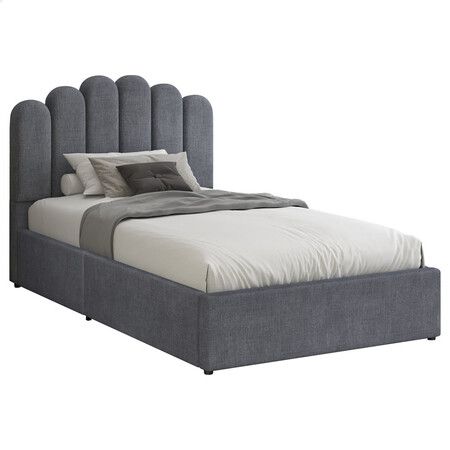 ALFORDSON Bed Frame King Single Gas Lift Storage Base Wooden Grey MILTON