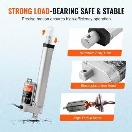 Linear Actuator 12V 6 Inch High Load 330lbs/1500N 0.19"/s IP54 Protection