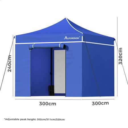 ALFORDSON Gazebo 3x3 Pop Up Marquee Blue