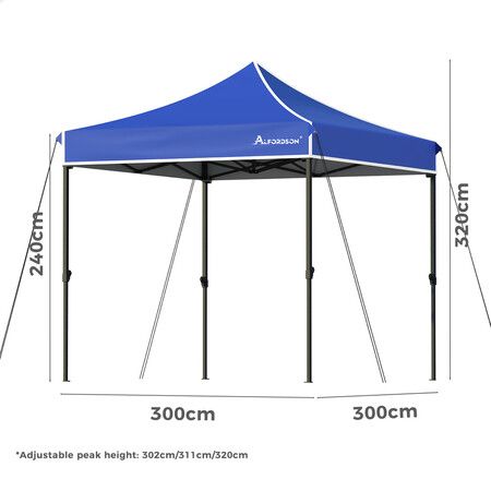 ALFORDSON Gazebo 3x3 Pop Up Tent Wedding Canopy Blue