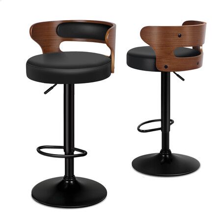 ALFORDSON 2x Bar Stool Kitchen Swivel Chair Wooden Leather Gas Lift Ramiro