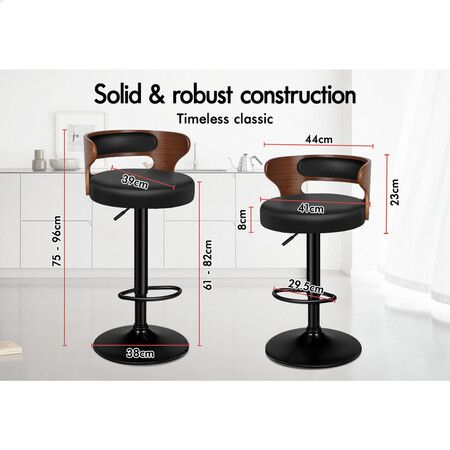 ALFORDSON 2x Bar Stool Kitchen Swivel Chair Wooden Leather Gas Lift Ramiro