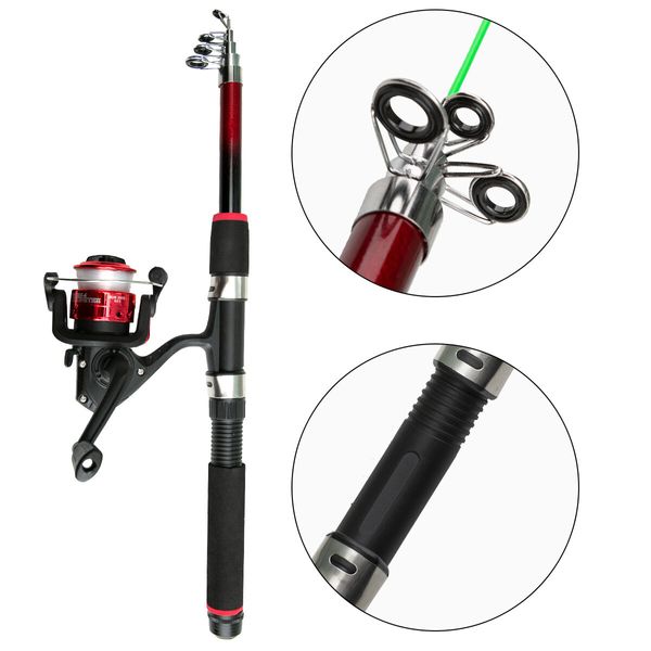 Portable Telescopic Fishing Rod and Reel Combo Kit for Boys,Girls with Fishing Reel,Fishing Tackles (Red)