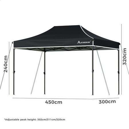 ALFORDSON Gazebo 3x4.5 Pop Up Tent Wedding Canopy Black