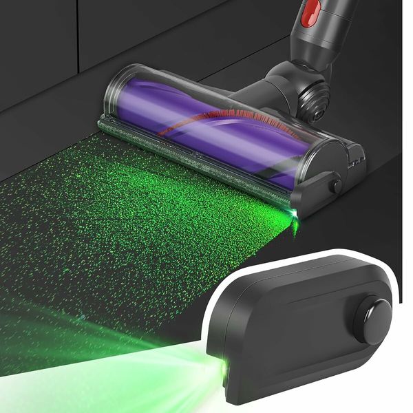 Universal Vacuum Dust LED Green Display Light for Wet and Dry Vacuum Cleaner Heads Rechargeable Lithium Battery Vacuum Head Add-on for Revealing Invisible Dust and Hair