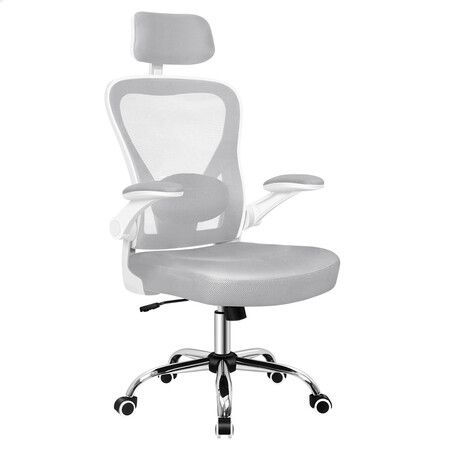 ALFORDSON Mesh Office Chair Executive Fabric White Grey