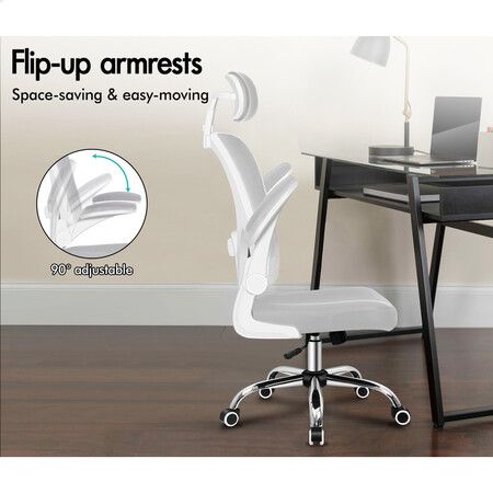 ALFORDSON Mesh Office Chair Executive Fabric White Grey