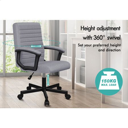 ALFORDSON Office Chair Executive Mid Back Fabric Grey