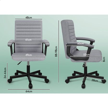 ALFORDSON Office Chair Executive Mid Back Fabric Grey