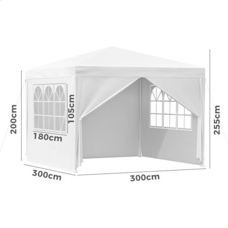 ALFORDSON Gazebo 3x3 Outdoor Wedding Party Tent Camping Portable Side Wall White