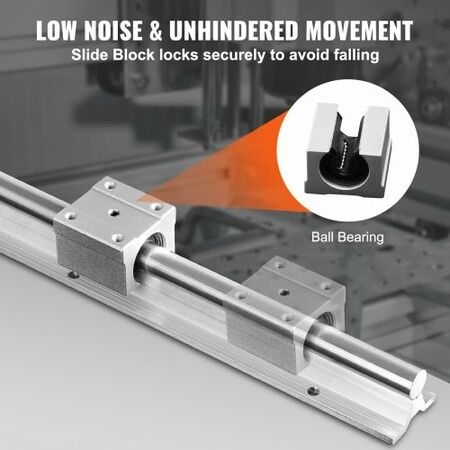 Linear Guide Rail Set, SBR20 1500mm, 2 PCS 59 in/1500 mm SBR20 Guide Rails and 4 PCS SBR20UU Slide Blocks, Linear Rails and Bearings Kit for Automated Machines DIY Project CNC Router Machines