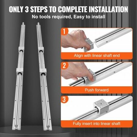 Linear Guide Rail Set, SBR20 1500mm, 2 PCS 59 in/1500 mm SBR20 Guide Rails and 4 PCS SBR20UU Slide Blocks, Linear Rails and Bearings Kit for Automated Machines DIY Project CNC Router Machines