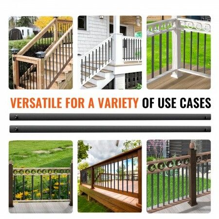 Staircase Metal Balusters, 32.28'' x 1'' Flat Aluminum Alloy Decorative Banister Spindles, 51 Pack Deck Baluster with Screws, Classic Hollow Deck Railing Satin Black Powder Coated for Porch