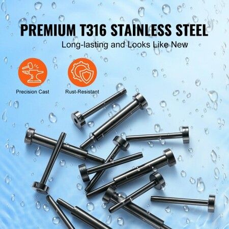 30 Pack Invisible Cable Railing kit, T316 Stainless Steel 3.2mm Invisible Receiver and Swage Stud End for Cable Railing, Swage Tensioner 3.2mm for Wood/Metal Post, Cable Railing Hardware, Black