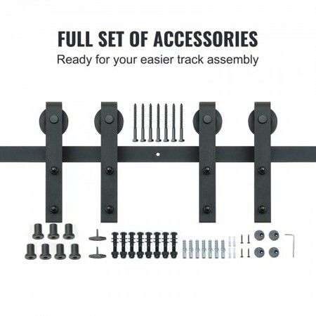 8FT Sliding Barn Door Hardware Closet Track Kit for Double Doors J Hanger