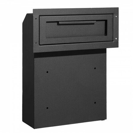 Through The Door Key Drop Box, Heavy Duty Steel Through the Door Mailbox with 1.8" 12" Key Lock, 12x6x16" Mail Drop Box, Black