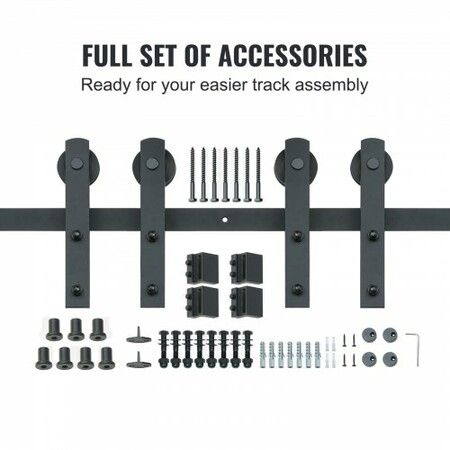 8FT Sliding Barn Door Hardware Closet Track Kit for Double Doors I Hanger