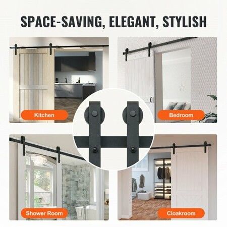 8FT Sliding Barn Door Hardware Closet Track Kit for Single Door J Hanger