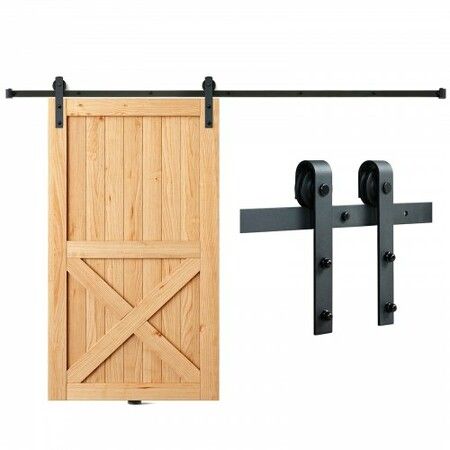 8FT Sliding Barn Door Hardware Closet Track Kit for Single Door J Hanger