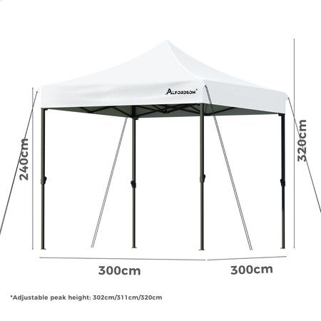 ALFORDSON Gazebo 3x3 Pop Up Tent Wedding Canopy White