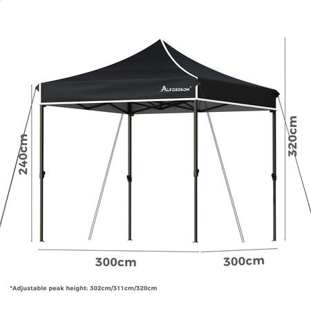 ALFORDSON Gazebo 3x3 Pop Up Tent Wedding Canopy Black