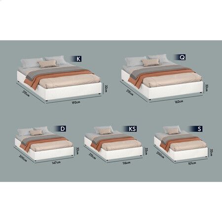 ALFORDSON Bed Frame King Single Gas Lift Storage Mattress Base Boucle WILBUR