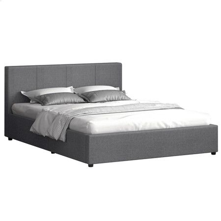 ALFORDSON Bed Frame Double Size Gas Lift Storage Base Grey Fabric CALLA