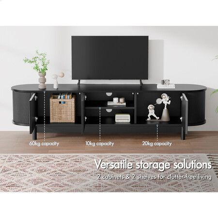 ALFORDSON TV Cabinet Entertainment Unit Stand 160cm Storage Shelf Black