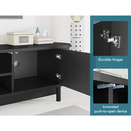 ALFORDSON TV Cabinet Entertainment Unit Stand 160cm Storage Shelf Black