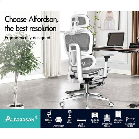 ALFORDSON Ergonomic Office Chair Executive White Grey