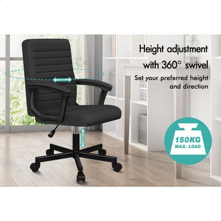 ALFORDSON Office Chair Executive Mid Back Fabric Black