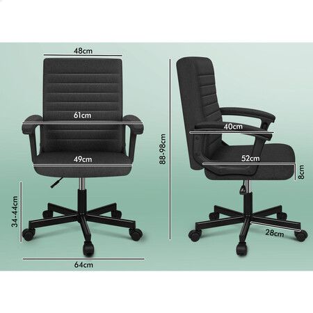 ALFORDSON Office Chair Executive Mid Back Fabric Black