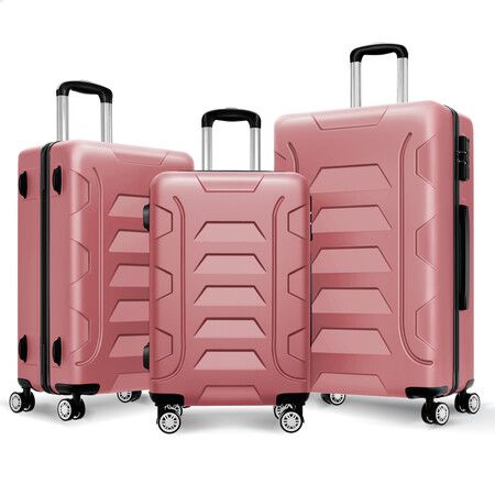 ALFORDSON Luggage 3PCS Set Suitcase Trolley TSA Carry on Hard Case Pink