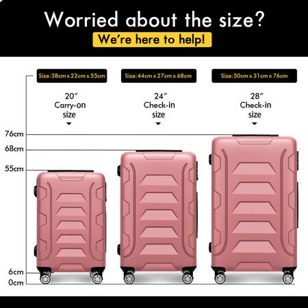 ALFORDSON Luggage 3PCS Set Suitcase Trolley TSA Carry on Hard Case Pink