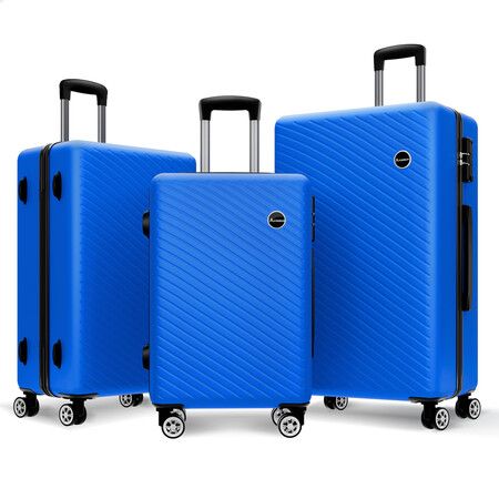 ALFORDSON Luggage 3PCS Set Suitcase Trolley TSA Carry on Hard Case Blue