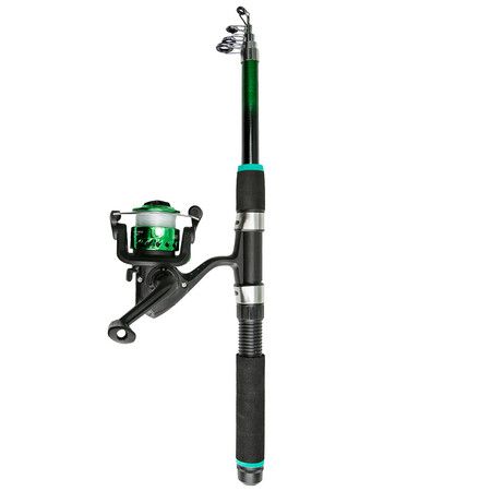 Fishing Tackle Set Telescopic Fishing Rod and Spinning Reel Kit, Saltwater Freshwater Fishing Rod Kit (Green)