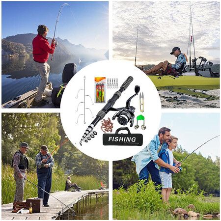 Retractable Fishing Rod Carbon Fiber, Portable Reel Telescopic Fishing Rod for Fishing Lovers