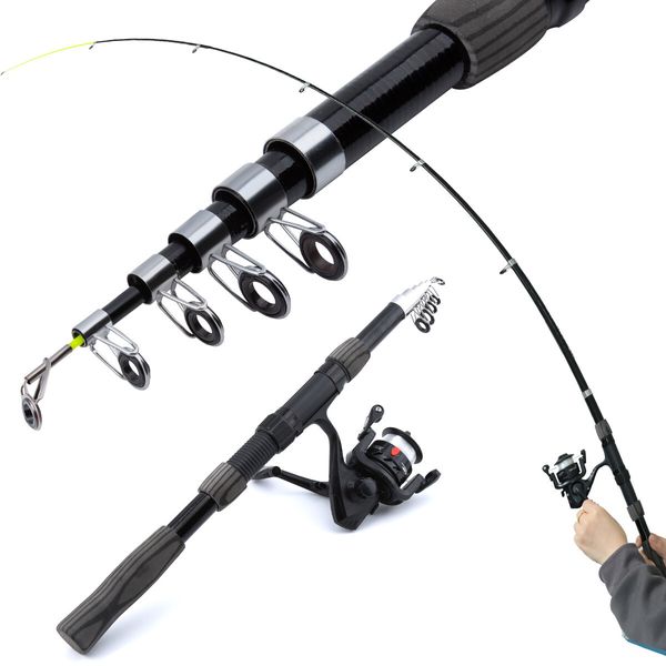 Retractable Fishing Rod Carbon Fiber, Portable Reel Telescopic Fishing Rod for Fishing Lovers