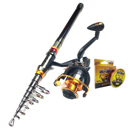 Portable Telescopic Fishing Rod and Reel Combo Kit with Fishing Reel Tackle Box for Boys, Girls