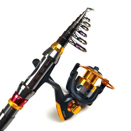 Portable Telescopic Fishing Rod and Reel Combo Kit with Fishing Reel Tackle Box for Boys, Girls