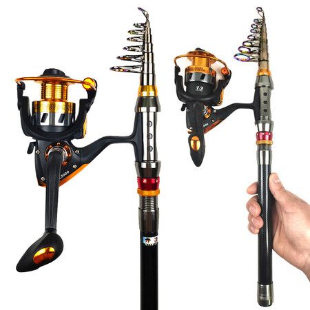 Portable Telescopic Fishing Rod and Reel Combo Kit with Fishing Reel Tackle Box for Boys, Girls