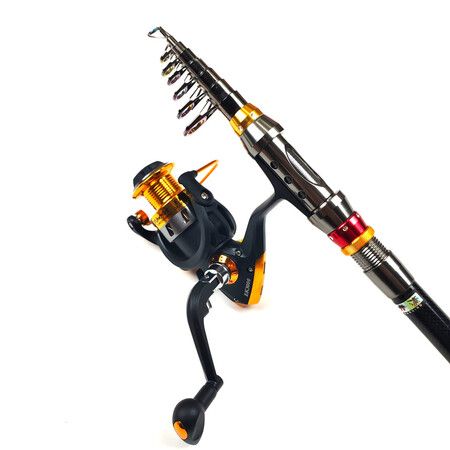 Portable Telescopic Fishing Rod and Reel Combo Kit with Fishing Reel Tackle Box for Boys, Girls