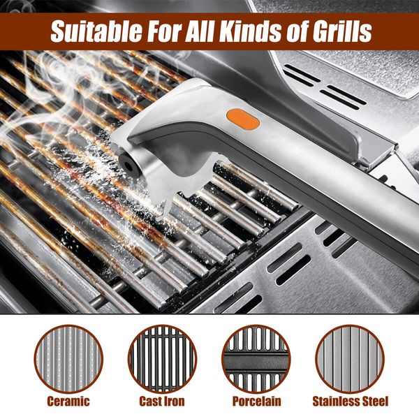 Electric Grill Brush with Water Reservoir,360 Rotating Electric Grill Stainless Brush Brush For Outdoor Grill