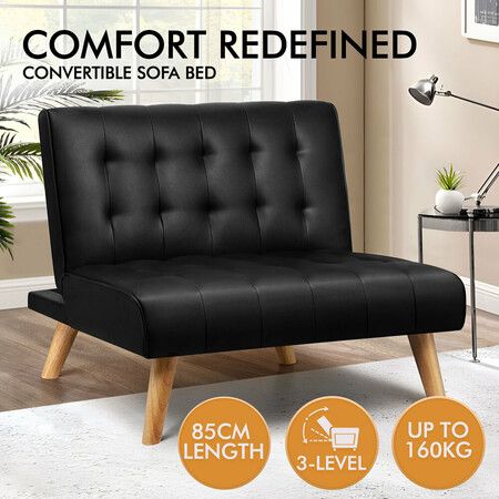 ALFORDSON Sofa Bed Lounge Chair Single Seater PU Leather Black