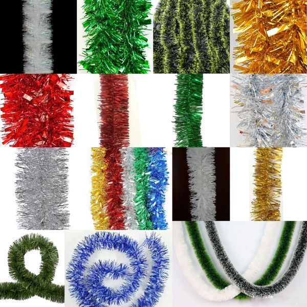 5x 2.5m Christmas Tinsel Xmas Garland Sparkly Snowflake Party Natural Home D茅cor, Pine Green