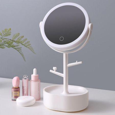 Ecoco Smart LED Light Cosmetic Makeup Mirror USB Touch Screen Home Desk Vanity 360掳 Pink