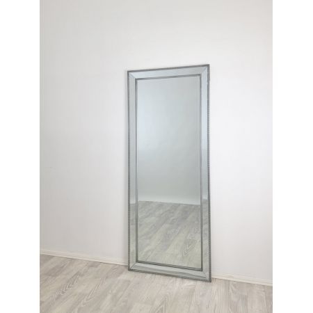 Medium Silver Beaded Framed Mirror - 70cm x 170cm