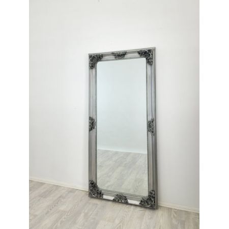 Deluxe French Provincial Ornate Mirror - Antique Silver - 90cm x 170cm