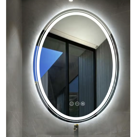 Interior Ave - LED Oval Frameless Salon / Bathroom Wall Mirror - 50 x 70cm